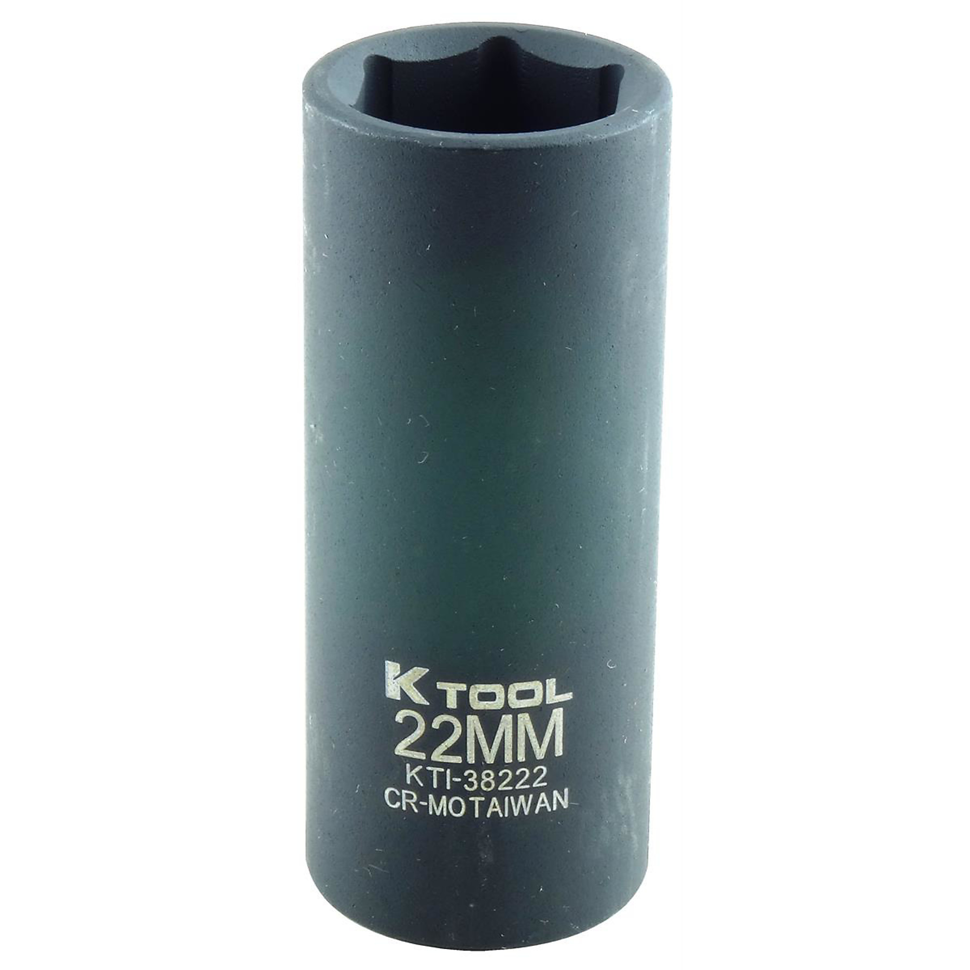 K Tool International Deep Socket — 22mm, 1/2in. Drive, Chrome-Moly Steel, Model# KTI38222